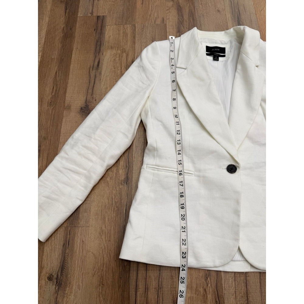 J.Crew Parke White Linen Blend Blazer Size 2 One Button Tailored‎ Jacket - Picture 9 of 11